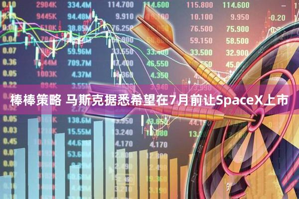 棒棒策略 马斯克据悉希望在7月前让SpaceX上市